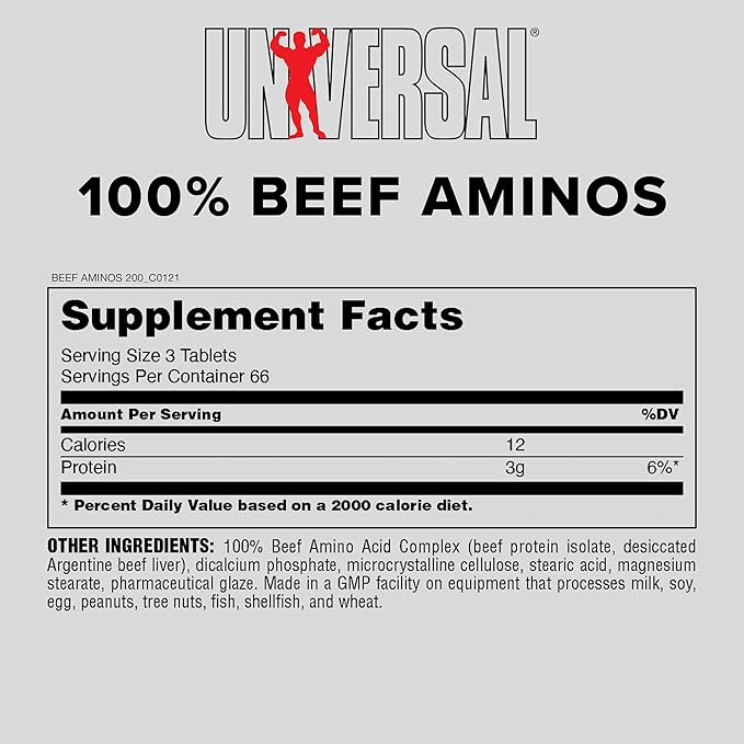 Universal Nutrition - 100% Beef Aminos - 200 Tabs