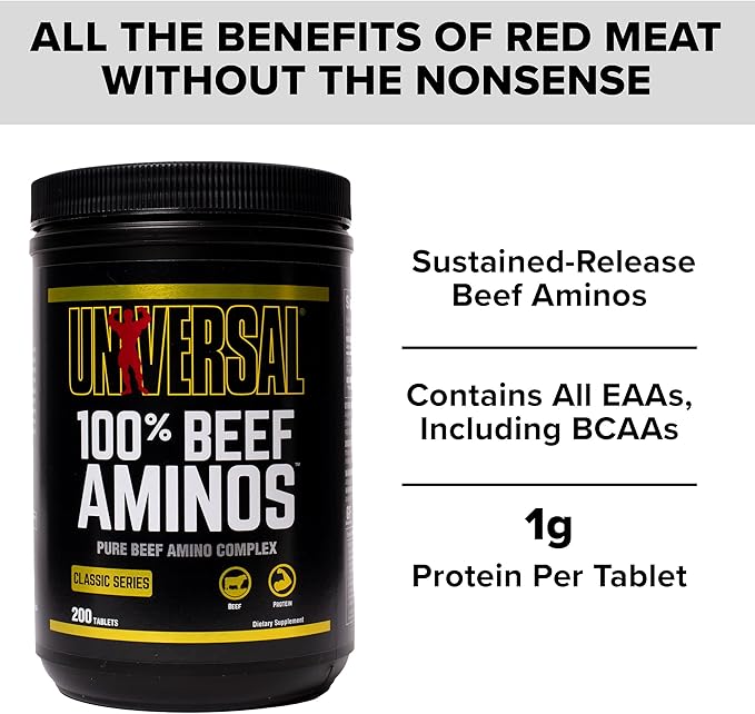 Universal Nutrition - 100% Beef Aminos - 200 Tabs