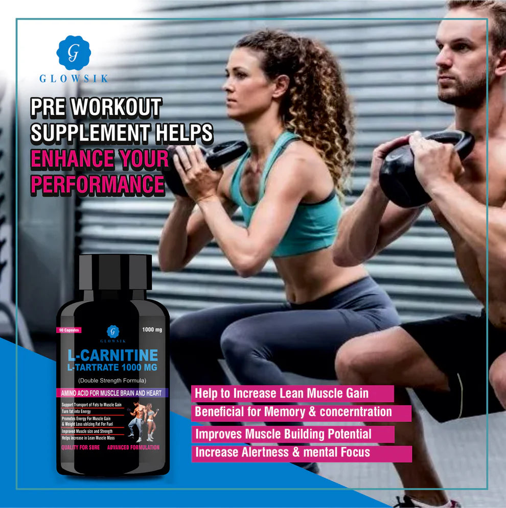 G GLOWSIK L-Carnitine L- Tartrate 90 capsules (1000 mg)